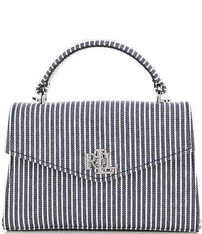 Lauren Ralph Lauren Striped Canvas Small Farrah Satchel Bag