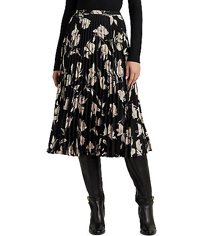 Lauren Ralph Lauren Suzu Floral Pleated A-Line Midi Skirt