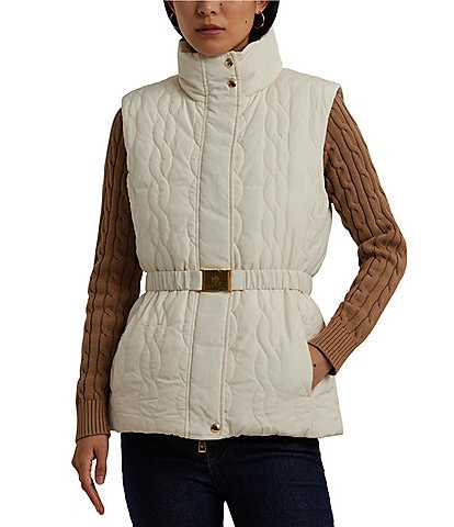 Lauren Ralph Lauren Cable-Quilted Down Funnel Neck Vest