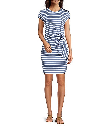 Lauren Ralph Lauren Treanna Striped Tie Front Jersey Dress