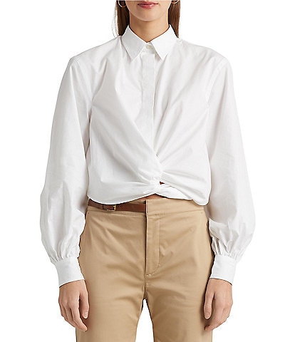 Lauren Ralph Lauren Stretch Cotton Blend Cropped Pants | Dillard's