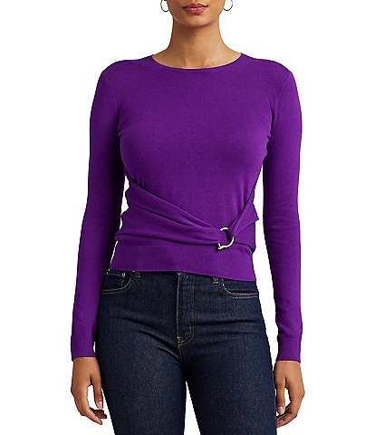 Lauren Ralph Lauren Twisted Front Cotton Blend Sweater