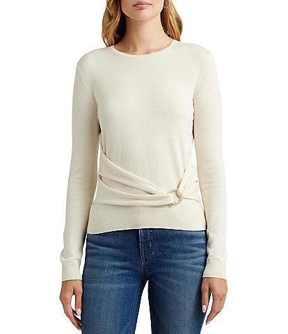 Lauren Ralph Lauren Twisted Front Cotton Blend Sweater