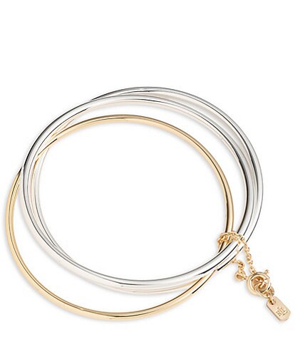 Lauren Ralph Lauren Two Tone Connected Bangle Bracelet Set