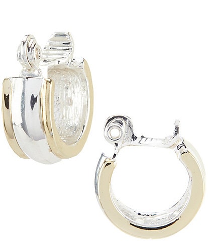 Lauren Ralph Lauren Two Tone Clip-On Hoop Earrings