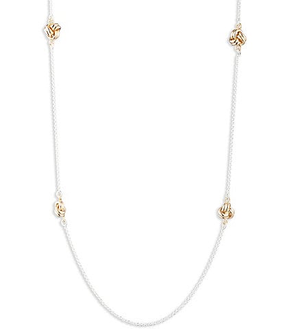 Lauren Ralph Lauren Two Tone Knot Long Strand Necklace