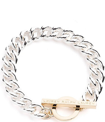 Lauren Ralph Lauren Two Tone Logo Flex Line Bracelet