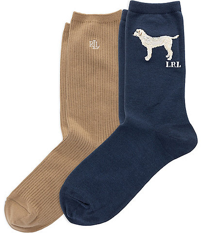 Lauren Ralph Lauren Vizsla Dog Crew Sock, 2 Pack