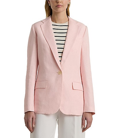 Lauren Ralph Lauren Wilona Pink Linen Blend Long Sleeve Blazer