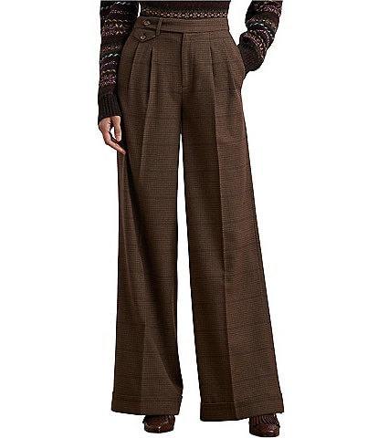 Lauren Ralph Lauren Wilva Wool Checked Pleated Coin Pocket Pants