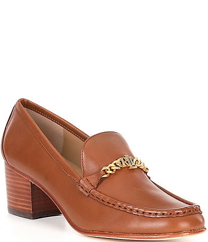 Lauren Ralph Lauren Winslet Burnished Leather Loafer Pumps