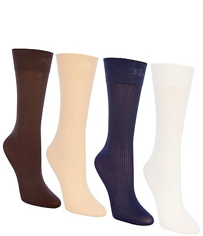 Lauren Ralph Lauren Women's Multi Texture Trouser Socks, 4 Pack