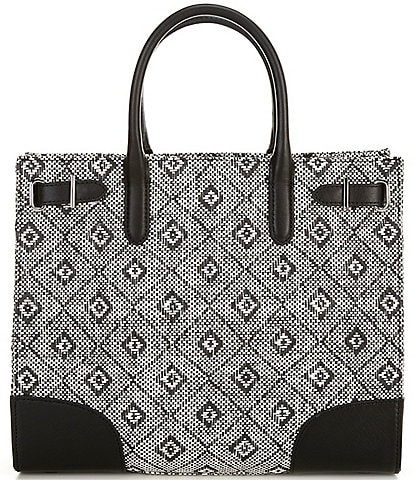 Lauren Ralph Lauren Woven Straw Medium Devyn Tote Bag