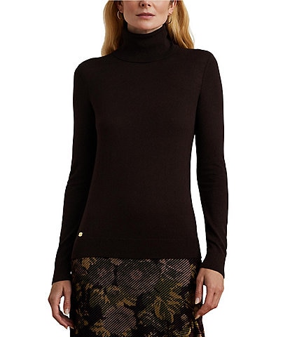 Lauren Ralph Lauren Zoe Silk-Blend Turtleneck Long Sleeve Sweater