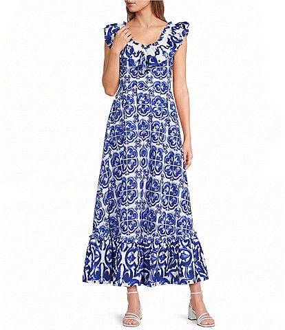 Layered With Love Tile Print Maxi Dress