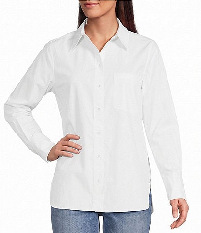 Le' AL.X Collared Long Sleeve Button Front Top