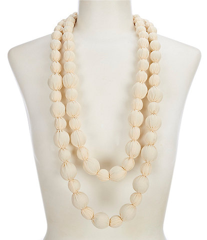 Le' AL.X Dual Strand Silk Wrapped Ceramic Beaded Adjustable Cord Long Necklace