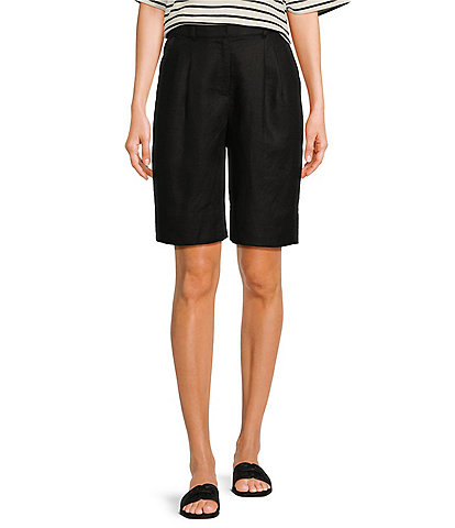 Le' AL.X High Rise Linen Bermuda Trouser Shorts