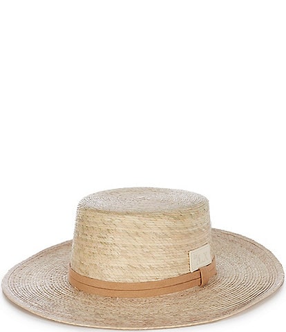 Le' AL.X Logo Patch Suede Band Straw Panama Hat