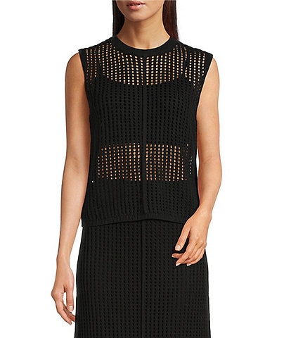 Le' AL.X Mesh Knit Crewneck Sleeveless Coordinating Tank