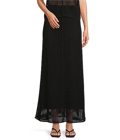 Le' AL.X Mesh Knit Mid Rise Coordinating Maxi Skirt