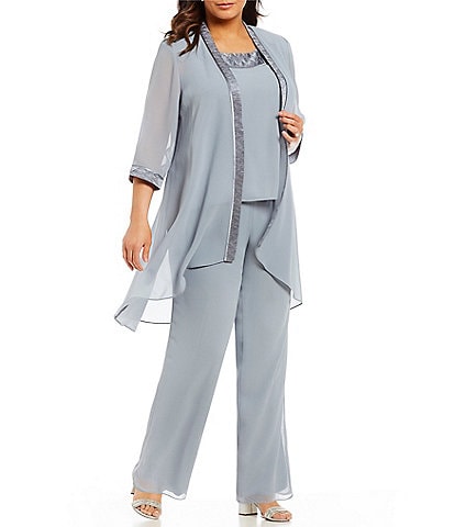 macy's plus size pant suits