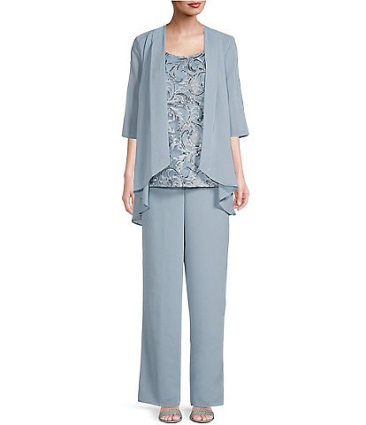 Custom Made Elegant Gray Lace Mother of The Bride Pant Suit – HER SHOP