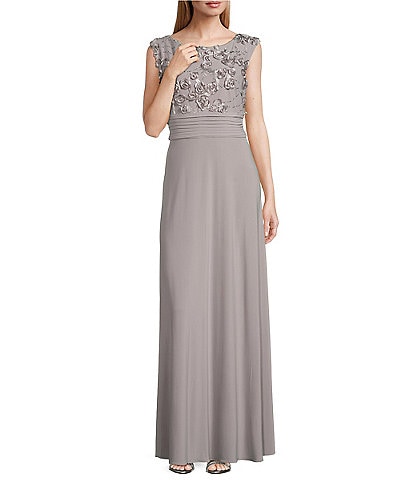 Le Bos Sleeveless Embroidered Bodice Sheath Dress