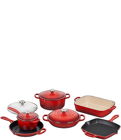 Le Creuset 10-Piece Signature Enameled Cast Iron Cookware Set with Stainless Steel Knob