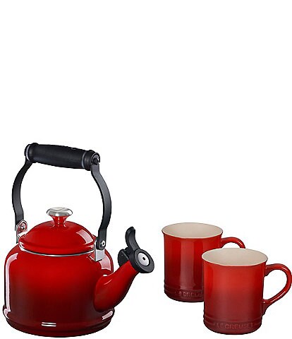Le Creuset Demi Kettle w/ Stainless Steel Knob and Mugs Set