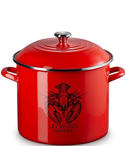 Le Creuset Enamel Steel 20-Quart Covered Lobster Seafood Stockpot- Carmin