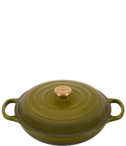 Le Creuset Signature 3.5-Quart Enameled Cast Iron Braiser with Gold Stainless Steel Knob