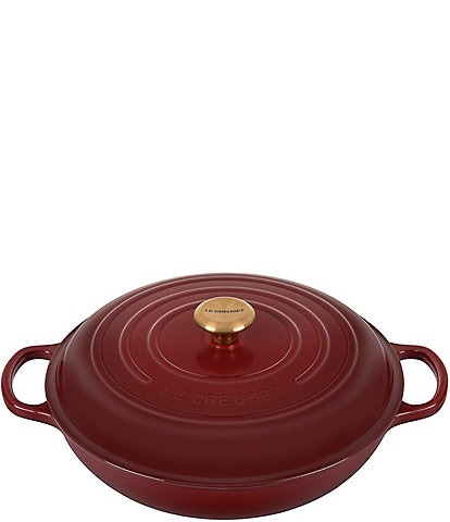 Le Creuset Signature 5-Qt. Enameled Cast Iron Braiser with Gold Stainless Steel Knob - Rhone