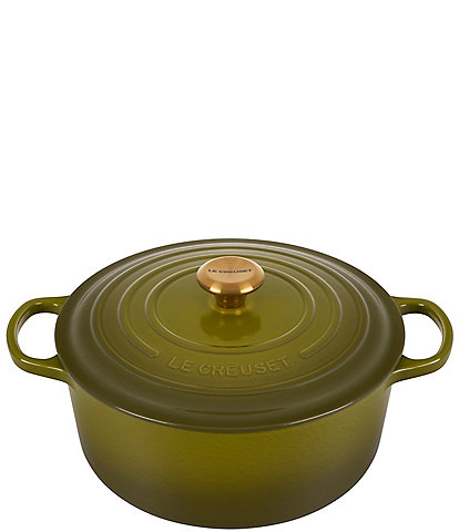 Le Creuset Signature 5.5-Quart Round Enameled Cast Iron Dutch Oven with Gold Stainless Steel Knob