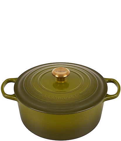 Le Creuset Signature 7.25-Quart Round Enameled Cast Iron Dutch Oven with Gold Stainless Steel Knob