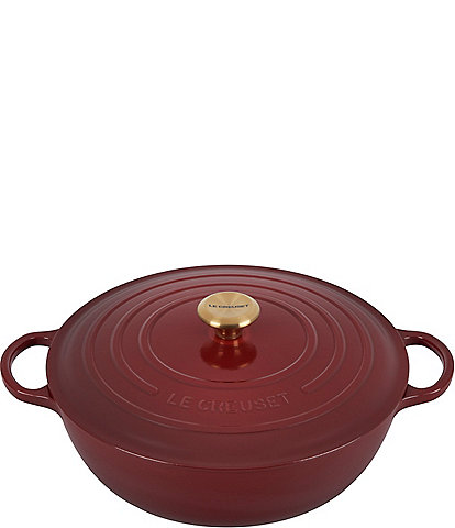 Le Creuset Signature 7.5-Quart Round Enameled Cast Iron Chef's Oven with Gold Stainless Steel Knob - Rhone