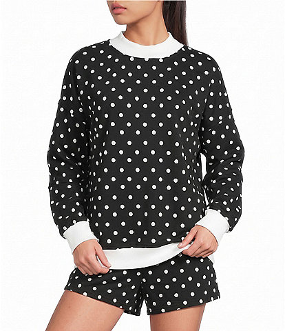 Le Lis Polka Dot Print Mock Neck Long Sleeve Sweatshirt