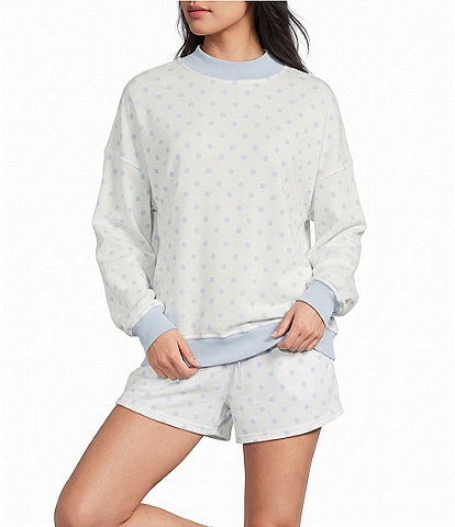 Le Lis Polka Dot Print Mock Neck Long Sleeve Coordinating Sweatshirt