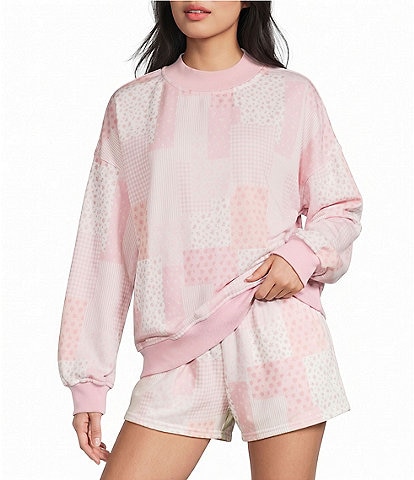 Le Lis Patchwork Print Mock Neck Long Sleeve Coordinating Sweatshirt
