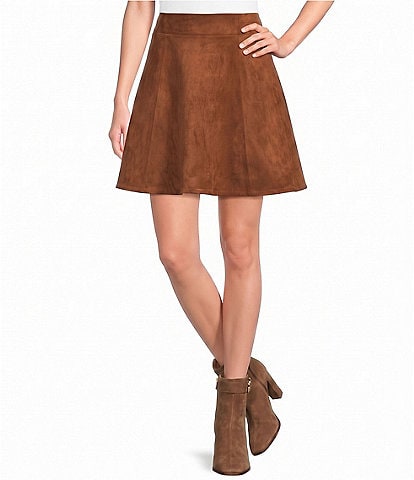 Le'AL.X Suede A-Line Coordinating Mini Skirt
