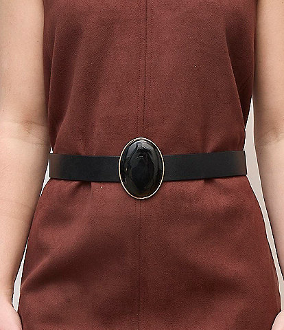 Lele Sadoughi Oasis Station Onyx Stone Leather Belt