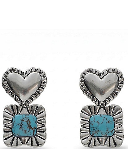 Lele Sadoughi Ruffle Heart Stone Drop Earrings