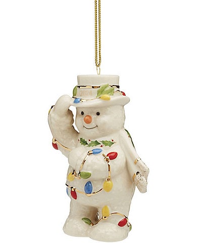 Lenox 2024 Annual Snowman with Christmas Lights Ornament