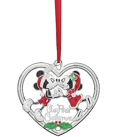 Lenox 2024 Our 1st Christmas Mickey & Minnie Metal Heart Ornament