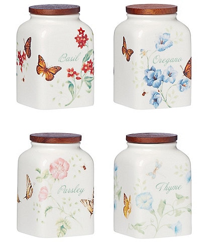 Lenox Butterfly Meadow Assorted Cooking Spice Jars, Set of 4