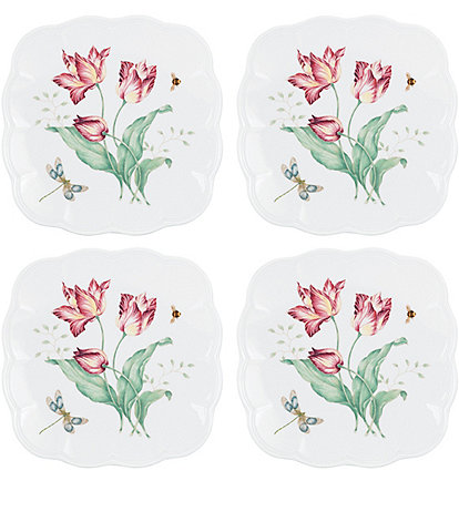 Lenox Butterfly Meadow Collection Square Accent Plates, Set of 4