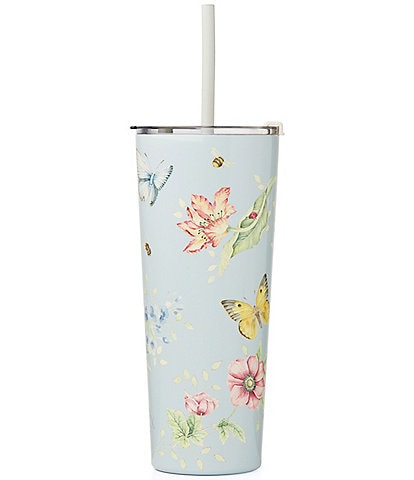 Lenox Butterfly Meadow Light Blue Stainless Steel Tumbler With Straw