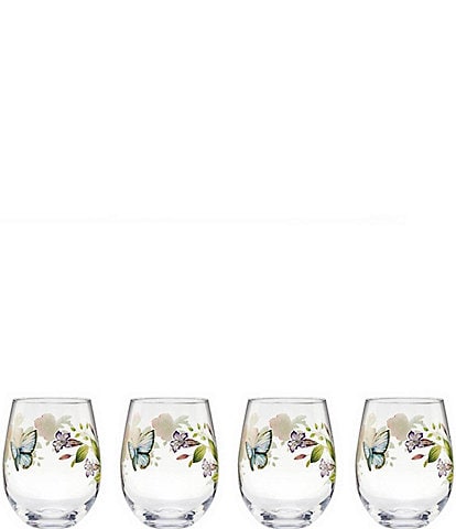 Lenox Butterfly Meadow Stemless Wine Glasses, Set of 4