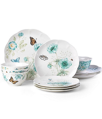 Lenox Butterfly Meadow Turquoise 12-Piece Dinnerware Set