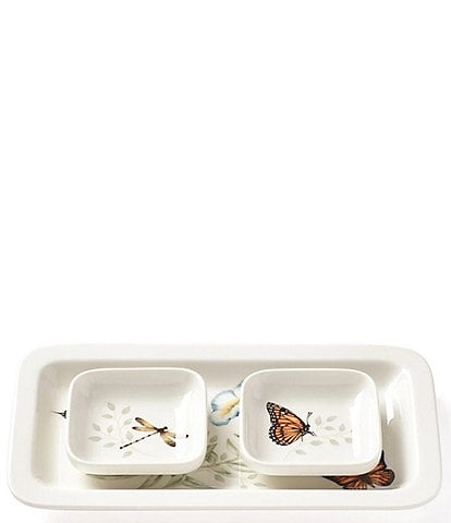 Lenox Butterfly Meadows 3-Piece Sushi Plate and Dip Bowls